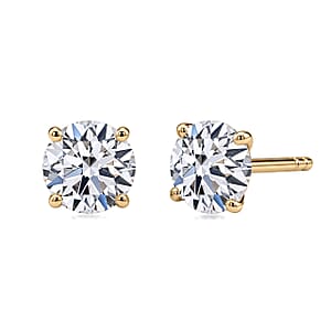 SGL Certified Luxuriant Lab Grown Diamond G-H SI 2.00 ctw Stud Earrings in 10K Yellow Gold