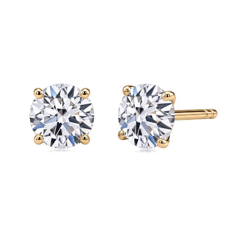 SGL Certified Luxuriant Lab Grown Diamond G-H SI 2.00 ctw Stud Earrings in 10K Yellow Gold