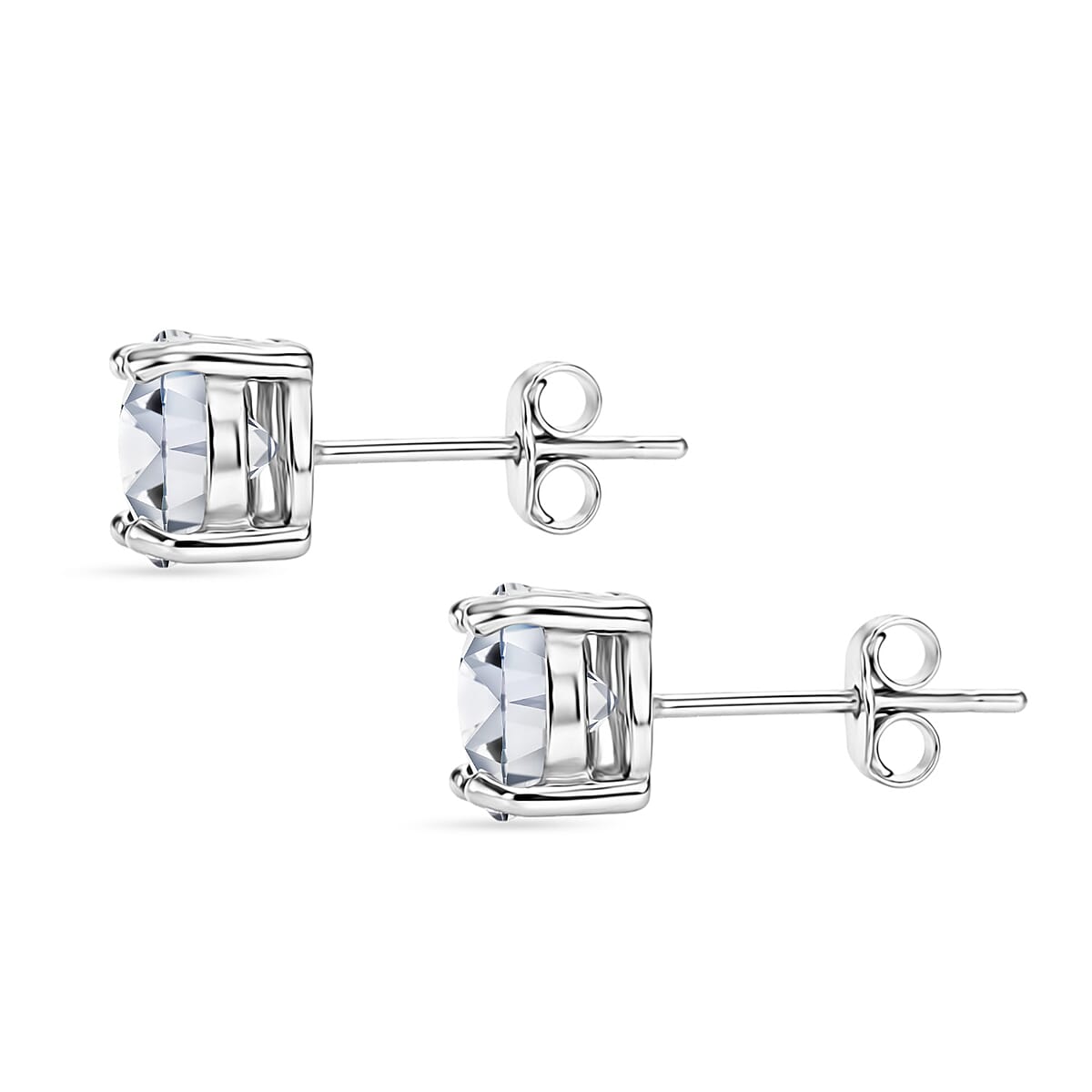 Certified Moissanite (Rnd 6.5mm)(D-E, VVS1- VVS2) Stud Earrings in Sterling Silver image number 3