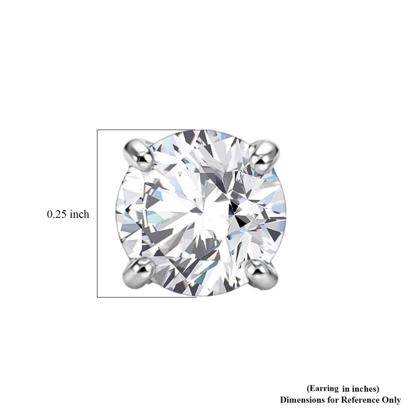 Certified Moissanite (Rnd 6.5mm)(D-E, VVS1- VVS2) Stud Earrings in Sterling Silver