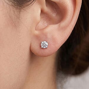 Mother's Day Special Certified Moissanite (Rnd 8mm) (D-E, VVS1- VVS2) Stud Earrings in Sterling Silver 4.00 ctw