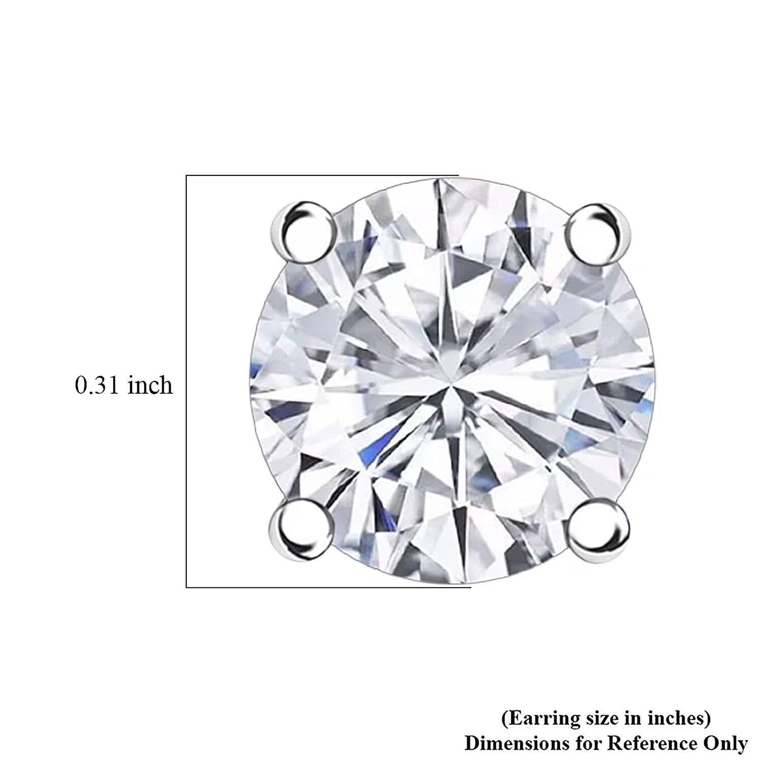 Mother's Day Special Certified Moissanite (Rnd 8mm) (D-E, VVS1- VVS2) Stud Earrings in Sterling Silver 4.00 ctw