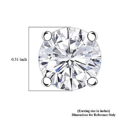 Mother's Day Special Certified Moissanite (Rnd 8mm) (D-E, VVS1- VVS2) Stud Earrings in Sterling Silver 4.00 ctw