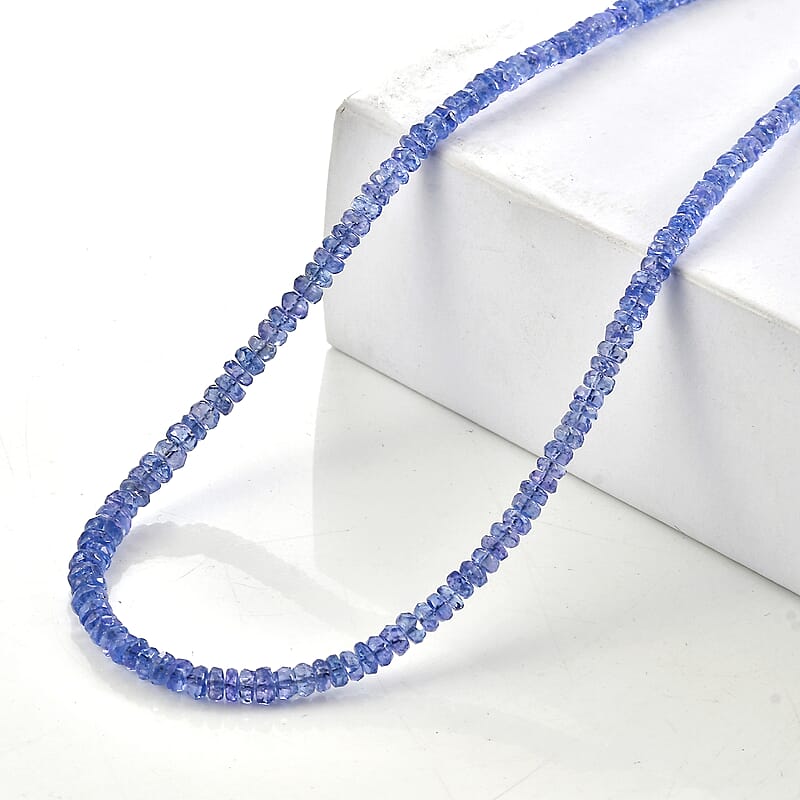 Certified & Appraised Luxoro AAA Tanzanite 55.00 ctw Beaded Necklace in 10K Yellow Gold (18 Inches)