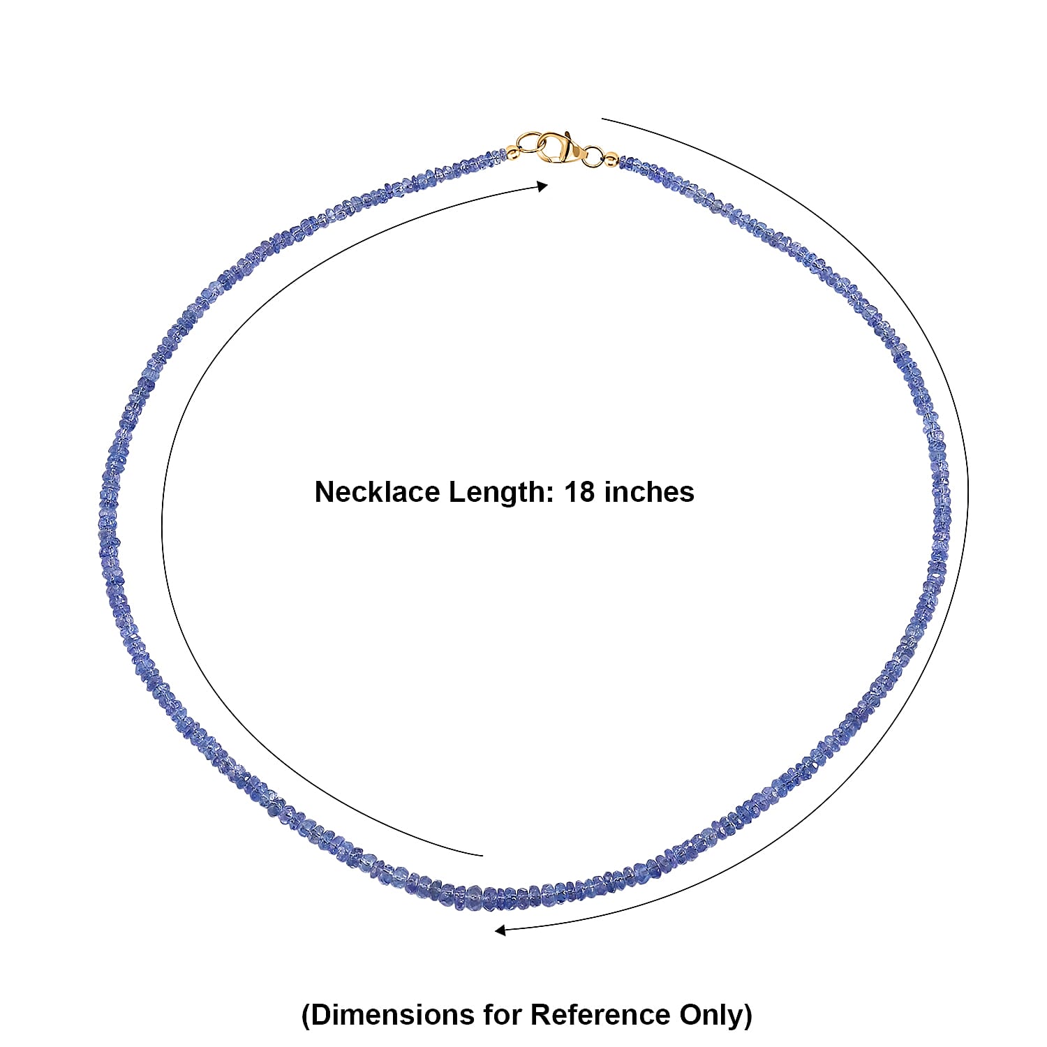 Certified & Appraised Luxoro AAA Tanzanite 55.00 ctw Beaded Necklace in 10K Yellow Gold (18 Inches)