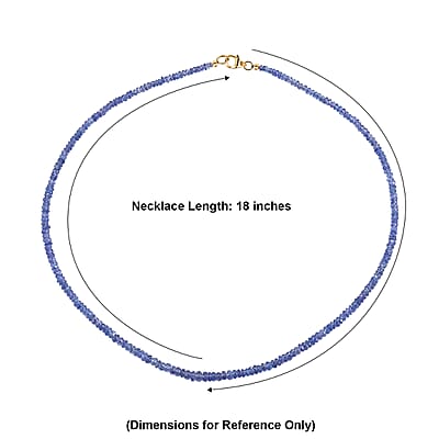 Certified & Appraised Luxoro AAA Tanzanite 55.00 ctw Beaded Necklace in 10K Yellow Gold (18 Inches)
