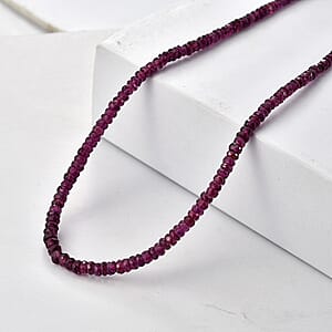 D'Joy Premium Radiant Ember Garnet 76.00 ctw Beaded Necklace in 18K Vermeil Yellow Gold Over Sterling Silver (18-20 Inches)