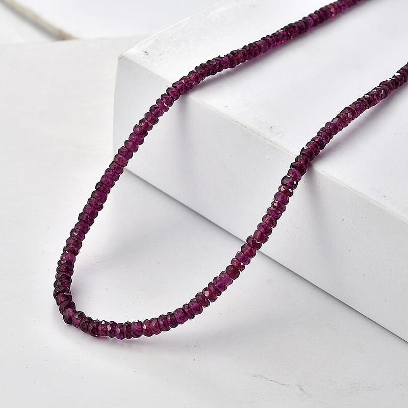 D'Joy Premium Radiant Ember Garnet 76.00 ctw Beaded Necklace in 18K Vermeil Yellow Gold Over Sterling Silver (18-20 Inches)