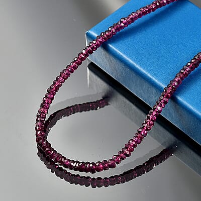 D'Joy Premium Radiant Ember Garnet 76.00 ctw Beaded Necklace in 18K Vermeil Yellow Gold Over Sterling Silver (18-20 Inches)