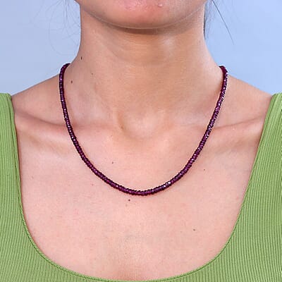 D'Joy Premium Radiant Ember Garnet 76.00 ctw Beaded Necklace in 18K Vermeil Yellow Gold Over Sterling Silver (18-20 Inches)