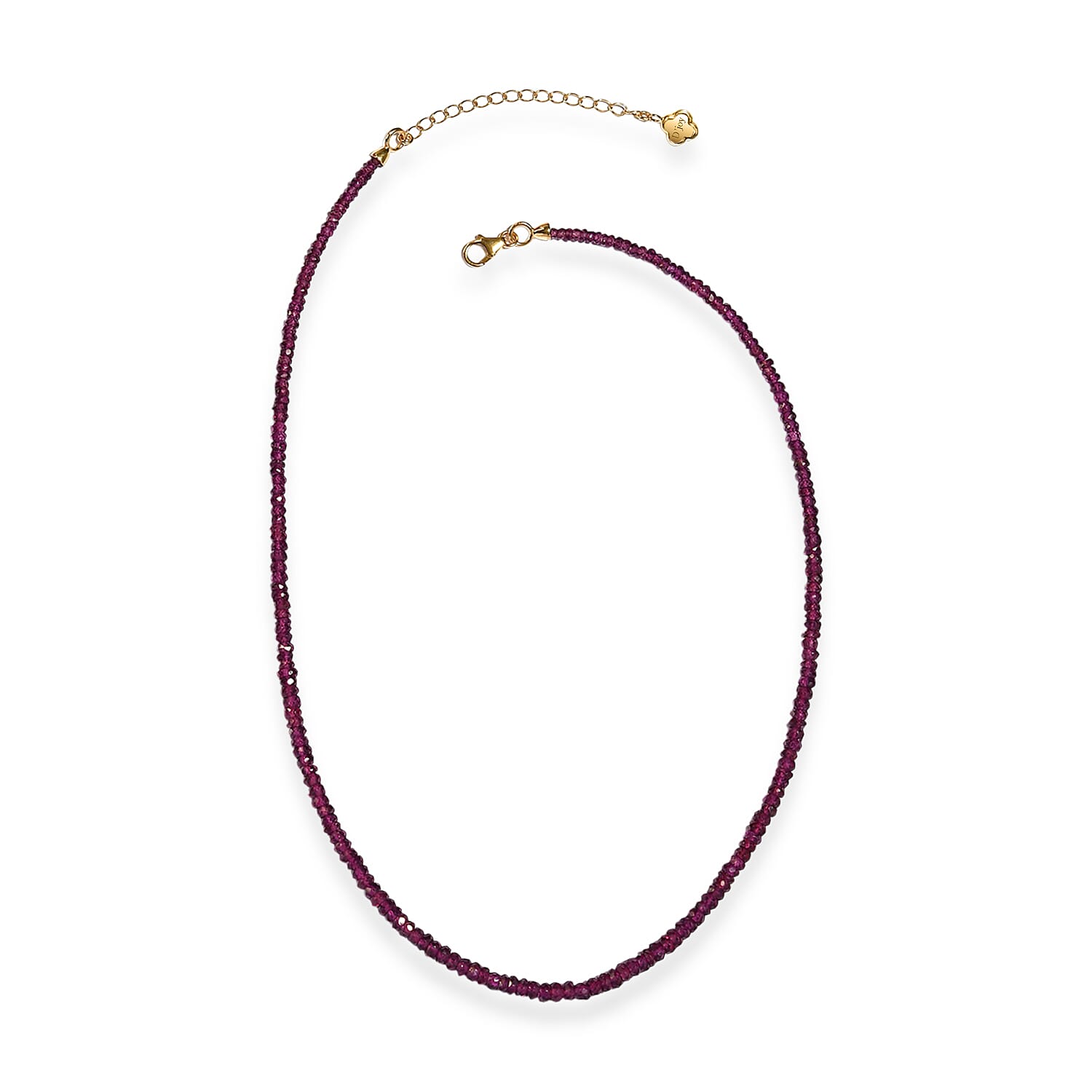 D'Joy Premium Radiant Ember Garnet 76.00 ctw Beaded Necklace in 18K Vermeil Yellow Gold Over Sterling Silver (18-20 Inches)