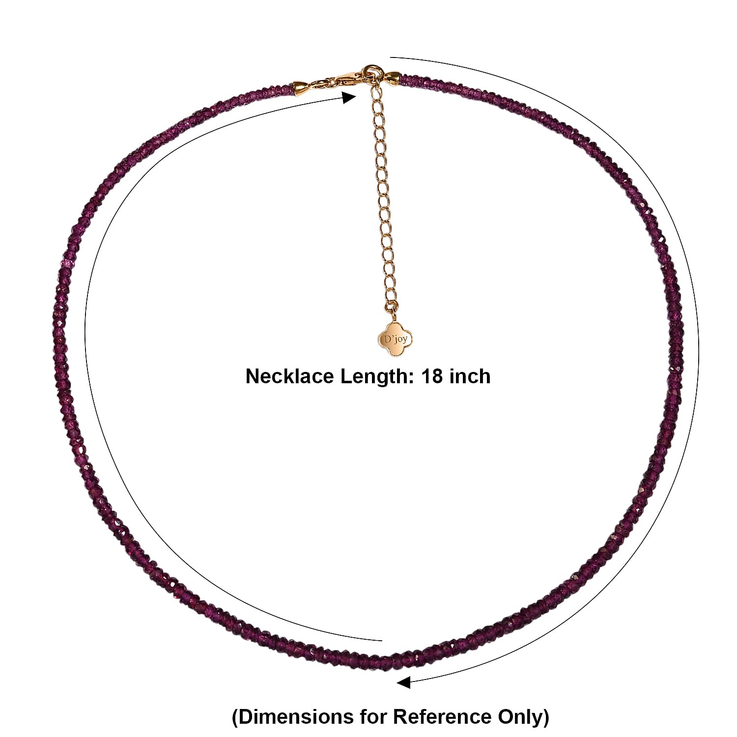 D'Joy Premium Radiant Ember Garnet 76.00 ctw Beaded Necklace in 18K Vermeil Yellow Gold Over Sterling Silver (18-20 Inches)