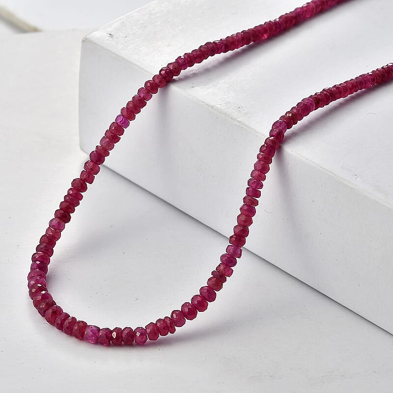D'Joy Premium Niassa Ruby (FF) 74.00 ctw Necklace in 18K Vermeil Yellow Gold Over Sterling Silver 18-20 Inches