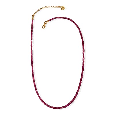 D'Joy Premium Niassa Ruby (FF) 74.00 ctw Necklace in 18K Vermeil Yellow Gold Over Sterling Silver 18-20 Inches