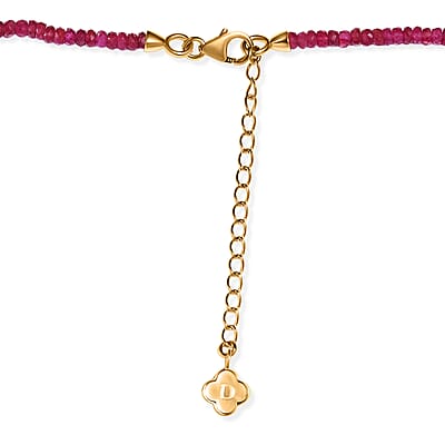 D'Joy Premium Niassa Ruby (FF) 74.00 ctw Necklace in 18K Vermeil Yellow Gold Over Sterling Silver 18-20 Inches