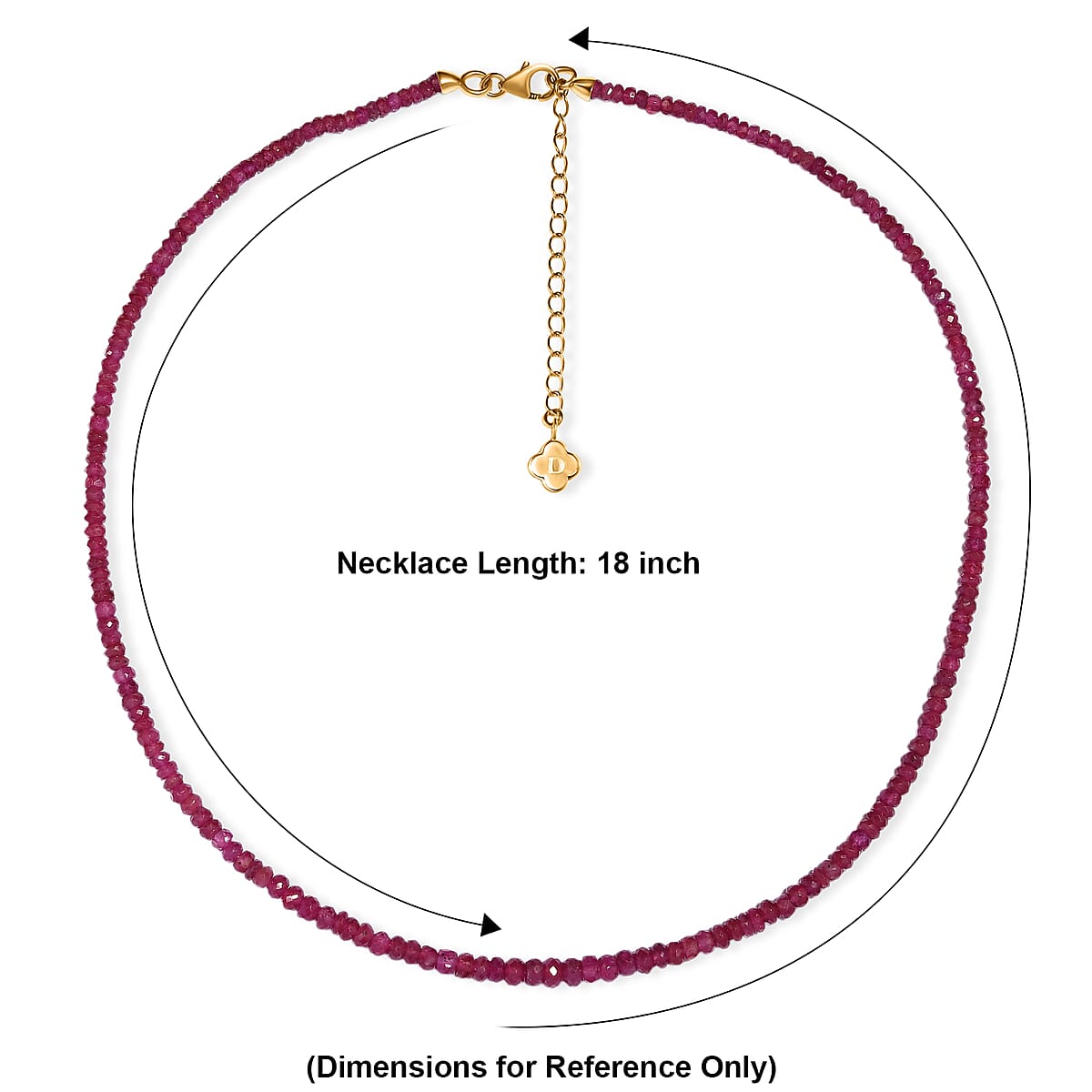 D'Joy Premium Niassa Ruby (FF) 74.00 ctw Necklace in 18K Vermeil Yellow Gold Over Sterling Silver 18-20 Inches image number 6