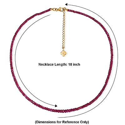 D'Joy Premium Niassa Ruby (FF) 74.00 ctw Necklace in 18K Vermeil Yellow Gold Over Sterling Silver 18-20 Inches