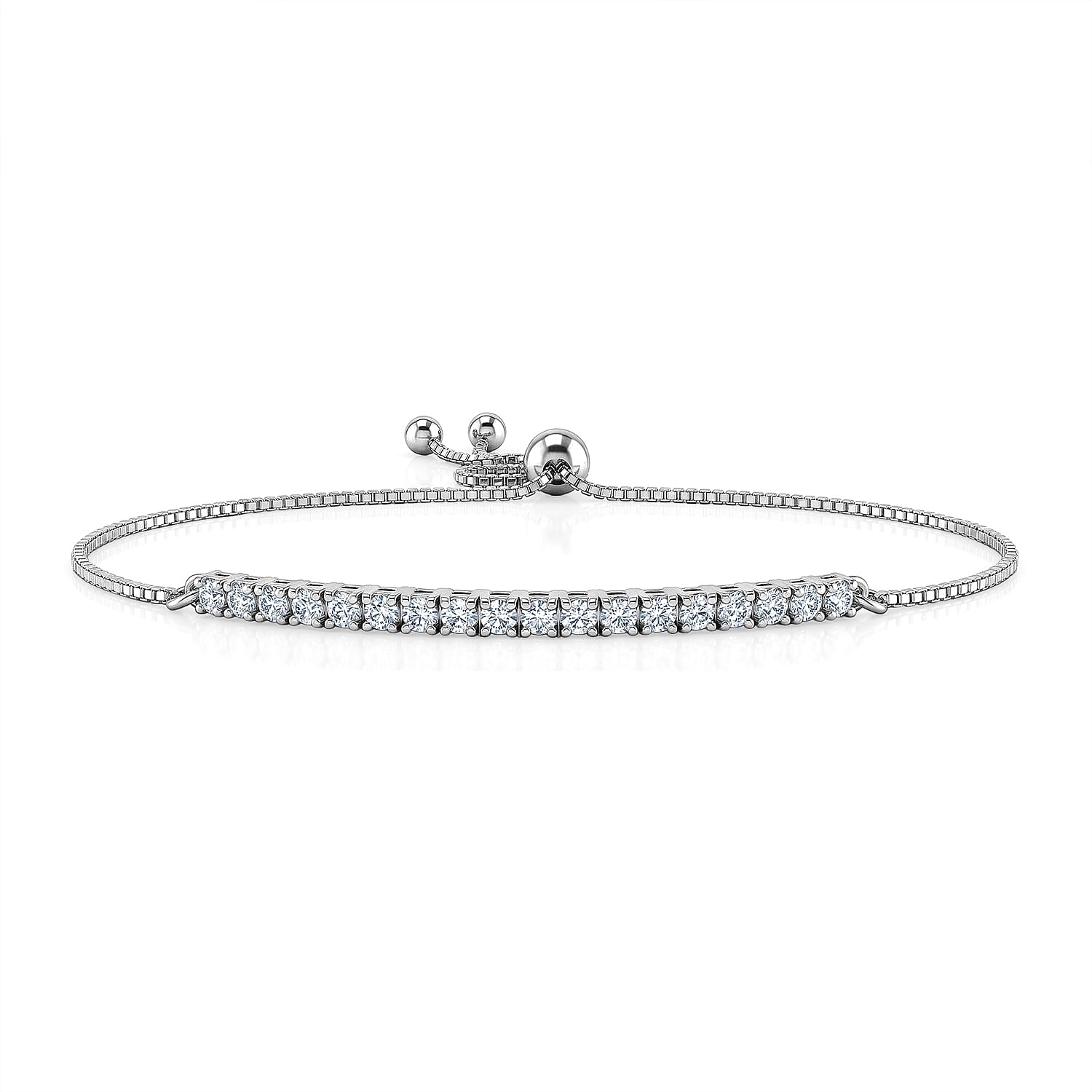 Luxuriant Lab Grown Diamond G-H SI 1.00 ctw Bracelet in Rhodium Over Sterling Silver (10.50 In)
