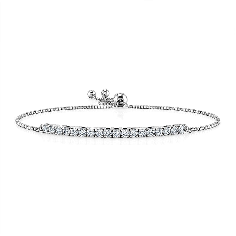 Luxuriant Lab Grown Diamond G-H SI 1.00 ctw Bracelet in Rhodium Over Sterling Silver (10.50 In)