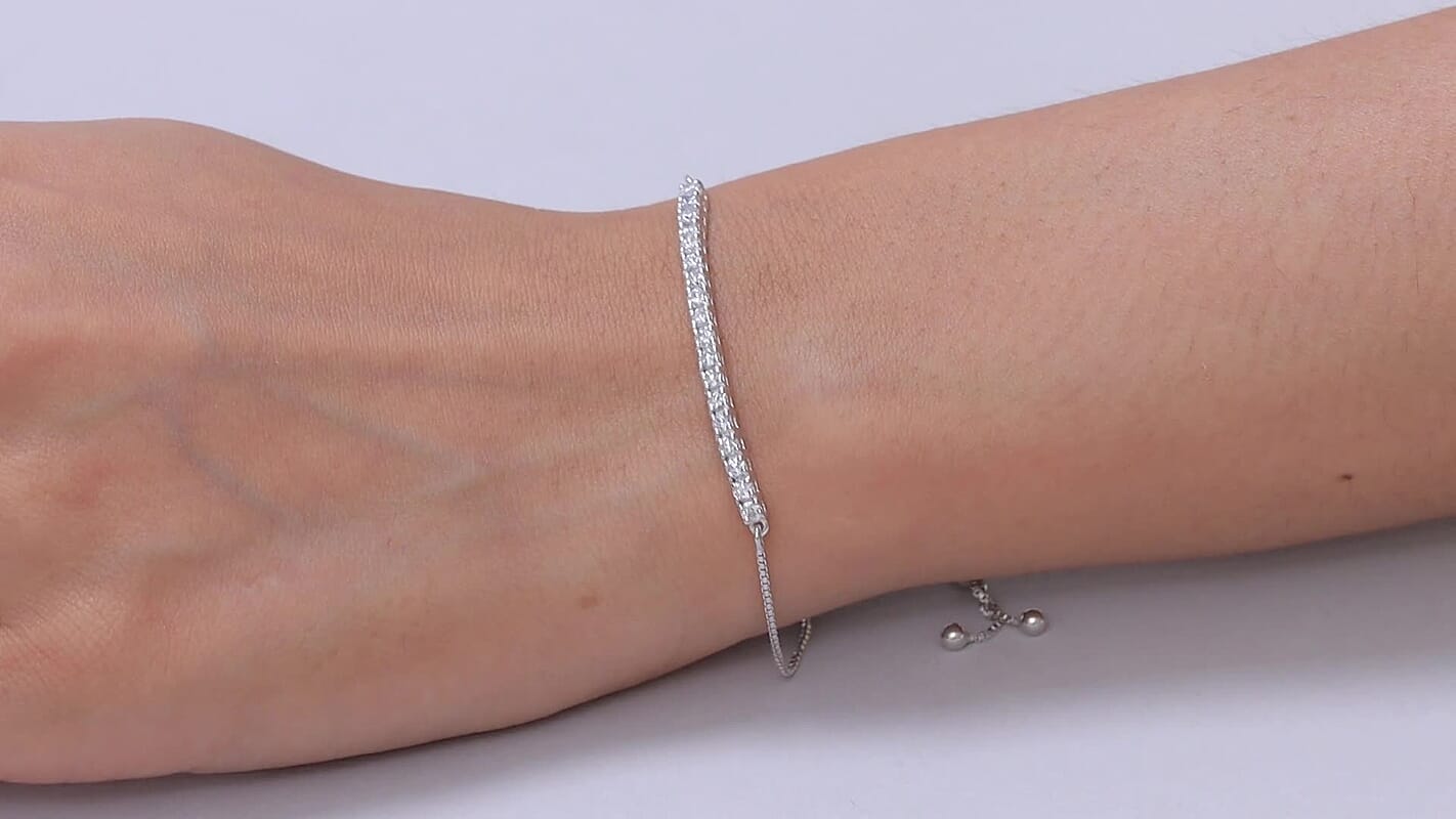 Luxuriant Lab Grown Diamond (G-H, SI) Bracelet in Rhodium Over Sterling Silver (10.50 In) 1.00 ctw