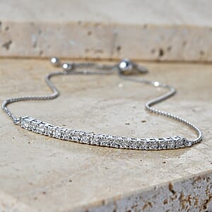 Luxuriant Lab Grown Diamond G-H SI 1.00 ctw Bracelet in Rhodium Over Sterling Silver (10.50 In) (Del. in 10-12 Days)