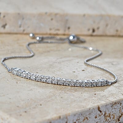 Luxuriant Lab Grown Diamond G-H SI 1.00 ctw Bracelet in Rhodium Over Sterling Silver (10.50 In)