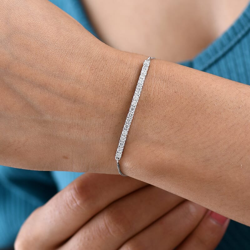 Luxuriant Lab Grown Diamond G-H SI 1.00 ctw Bracelet in Rhodium Over Sterling Silver (10.50 In)