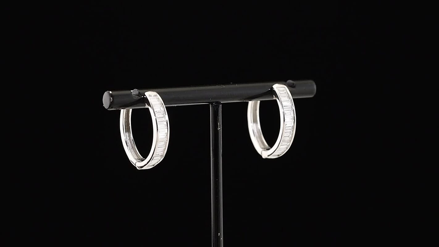 Luxuriant Lab Grown Diamond (G-H, SI) Hoop Earrings in Rhodium Over Sterling Silver 1.00 ctw