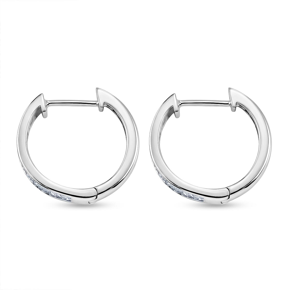 Luxuriant Lab Grown Diamond G-H SI 1.00 ctw Hoop Earrings in Rhodium Over Sterling Silver