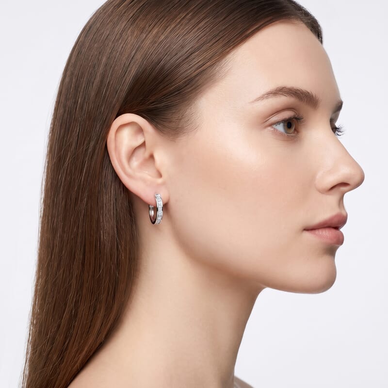 Luxuriant Lab Grown Diamond G-H SI 1.00 ctw Hoop Earrings in Rhodium Over Sterling Silver