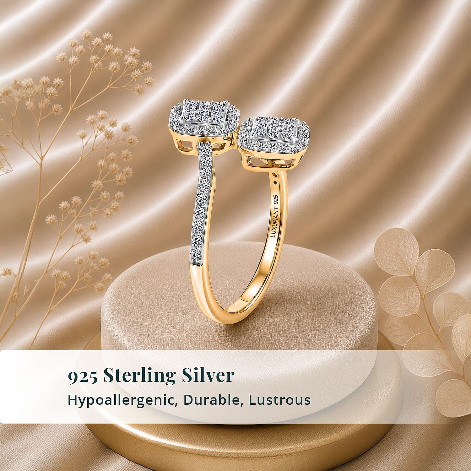 Luxuriant Lab Grown Diamond G-H SI 0.50 ctw Ring in 18K Vermeil Yellow Gold Over Sterling Silver (Size  5.0)