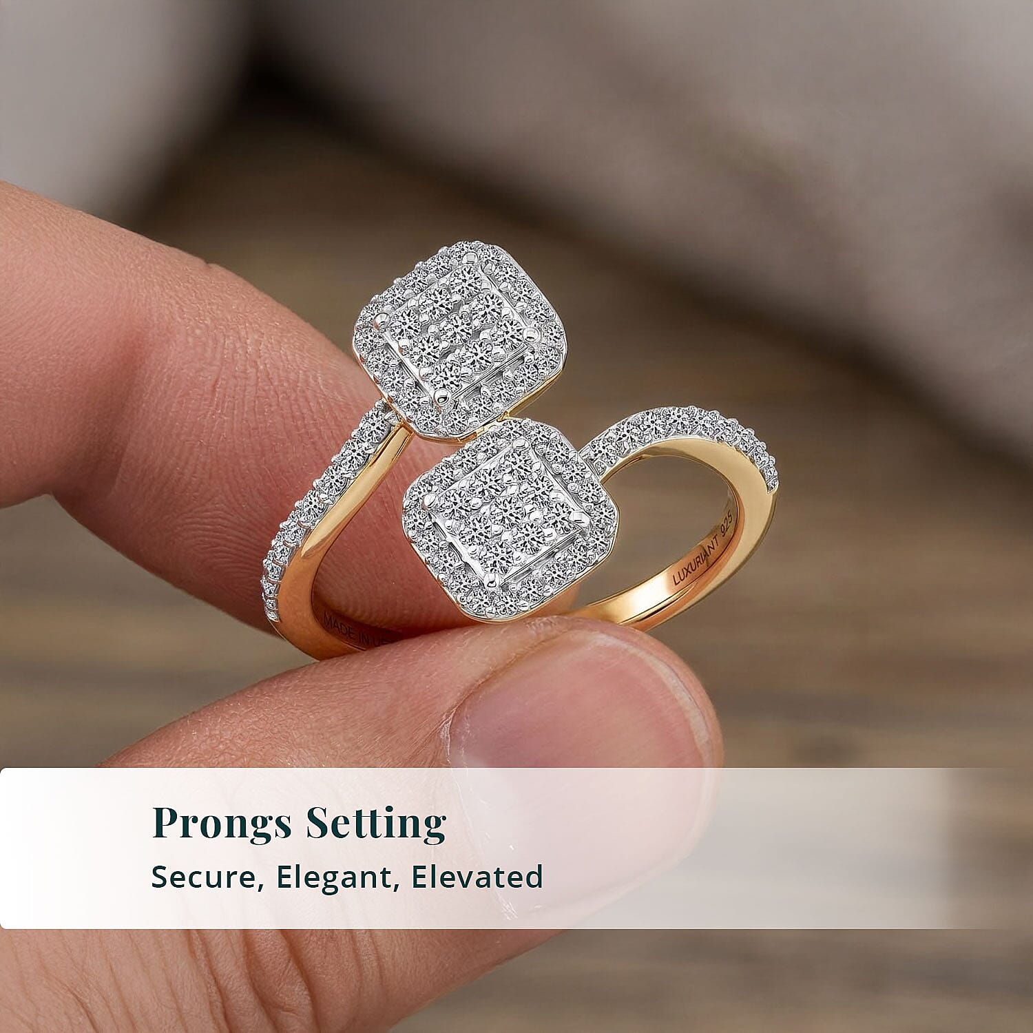 Luxuriant Lab Grown Diamond G-H SI 0.50 ctw Ring in 18K Vermeil Yellow Gold Over Sterling Silver (Size  5.0)