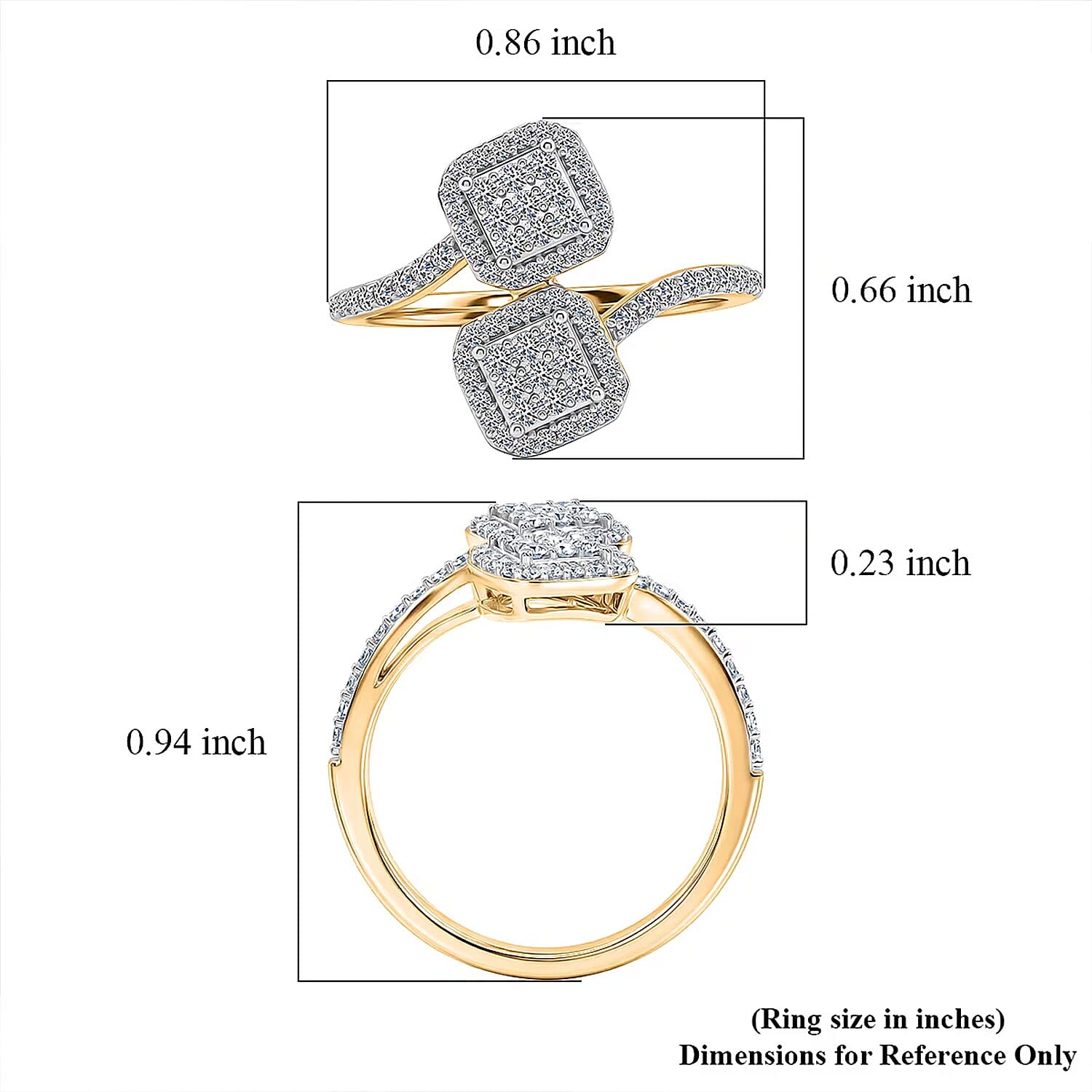 Luxuriant Lab Grown Diamond G-H SI 0.50 ctw Ring in 18K Vermeil Yellow Gold Over Sterling Silver (Size  5.0)
