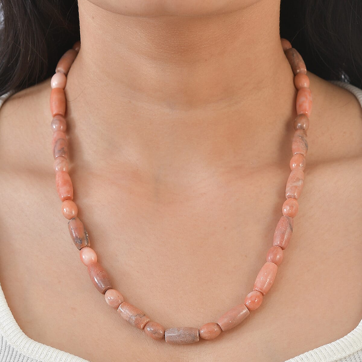 EverTrue Melon Peach Chilli 245.00 ctw Beaded Necklace (18 Inches) in ION Plated YG Stainless Steel image number 2
