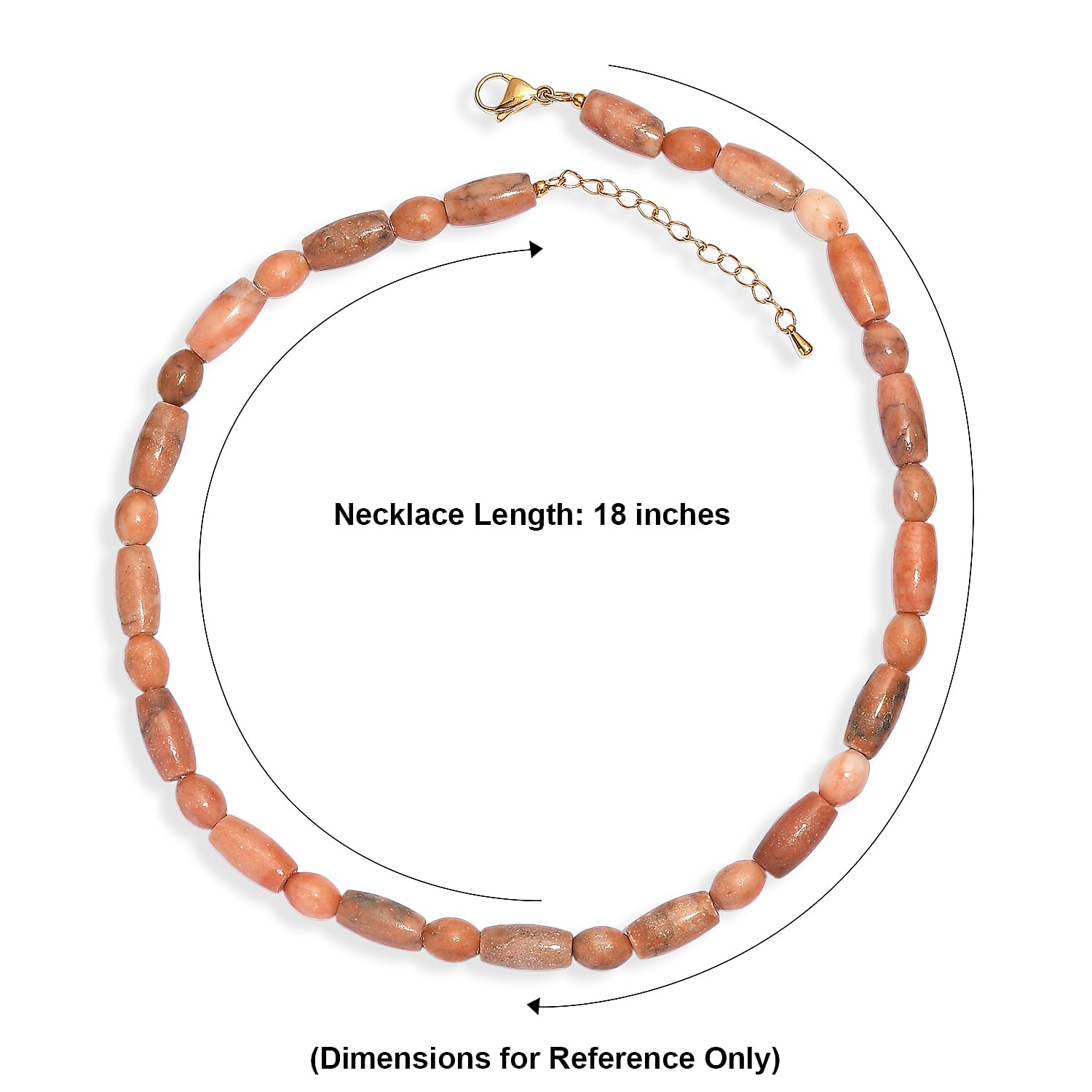 EverTrue Melon Peach Chilli 245.00 ctw Beaded Necklace (18 Inches) in ION Plated YG Stainless Steel