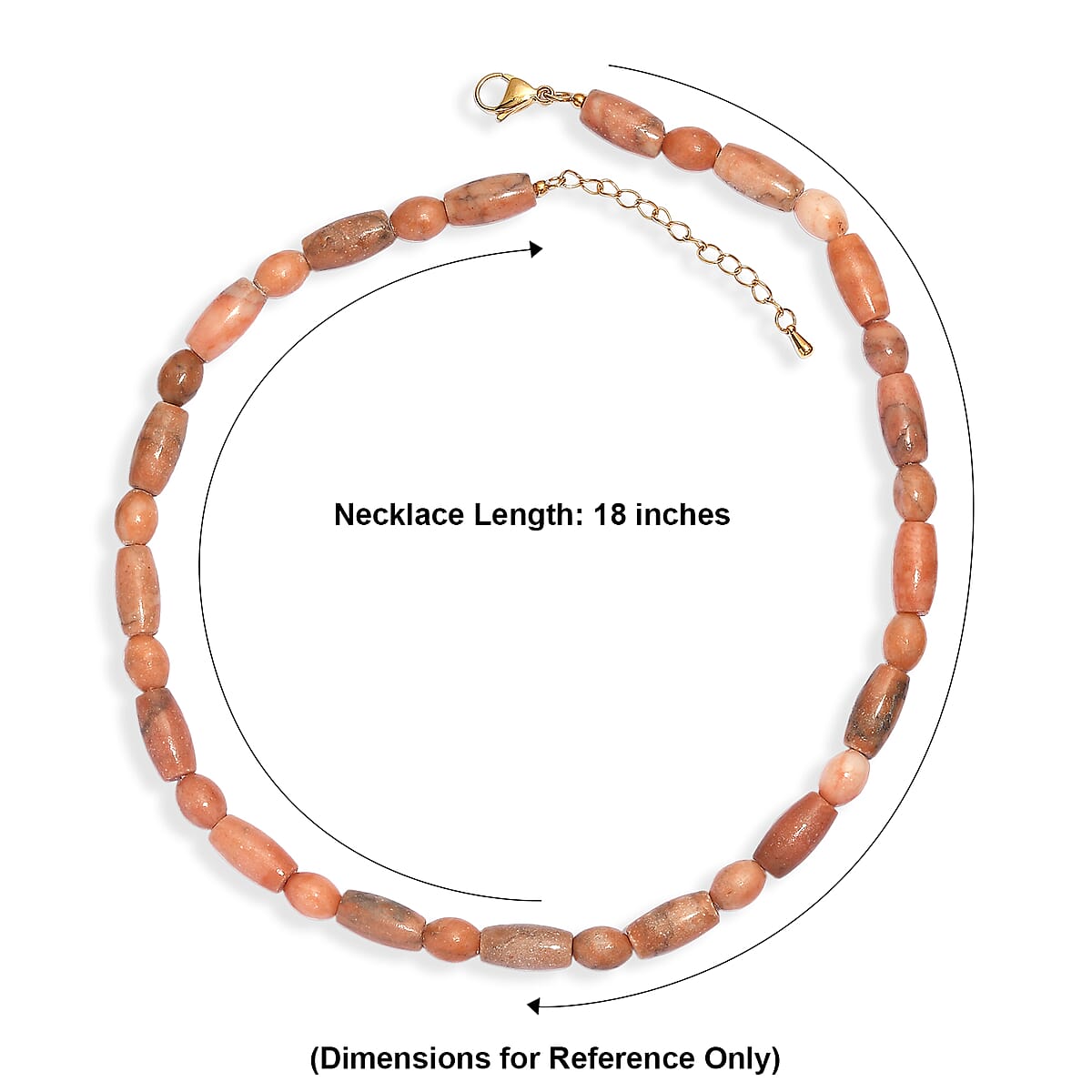 EverTrue Melon Peach Chilli 245.00 ctw Beaded Necklace (18 Inches) in ION Plated YG Stainless Steel image number 5