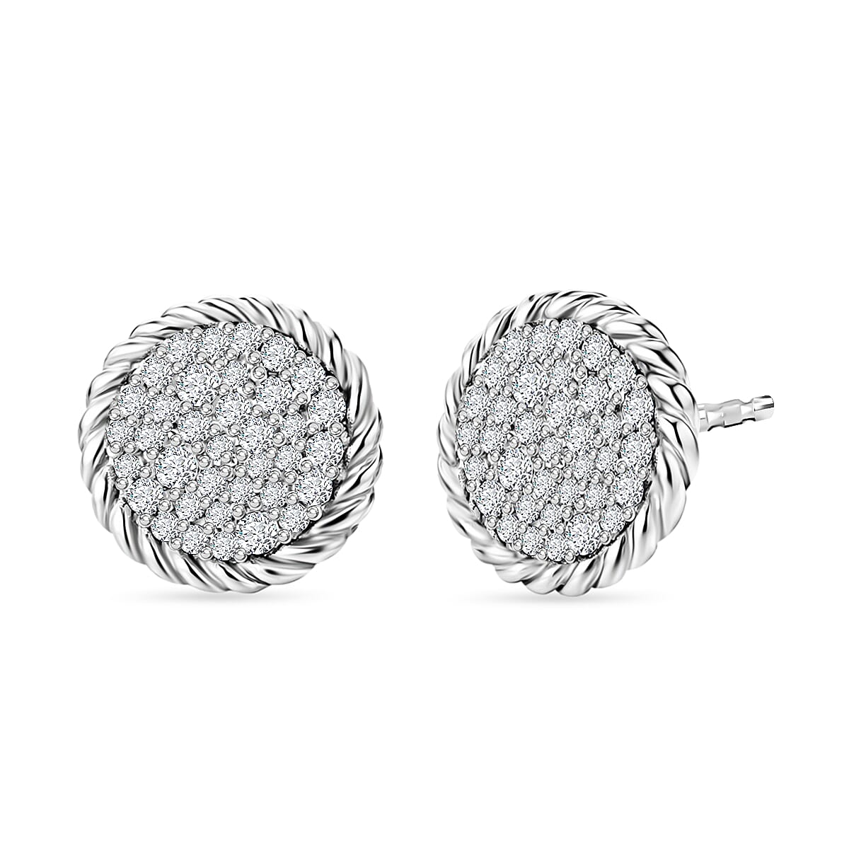 Luxuriant Lab Grown Diamond G-H SI 0.50 ctw Earrings in Rhodium Over Sterling Silver