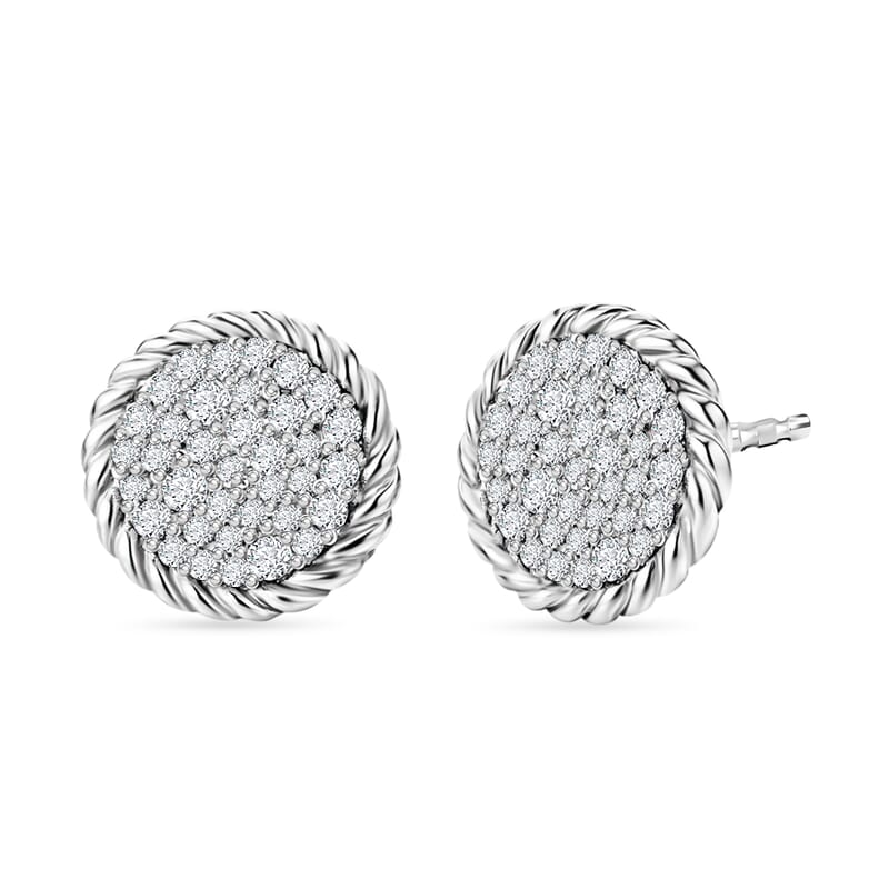 Luxuriant Lab Grown Diamond G-H SI 0.50 ctw Earrings in Rhodium Over Sterling Silver