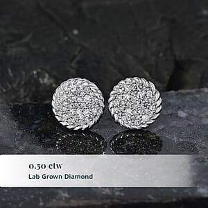 Luxuriant Lab Grown Diamond G-H SI 0.50 ctw Earrings in Rhodium Over Sterling Silver (Del. in 10-12 Days)