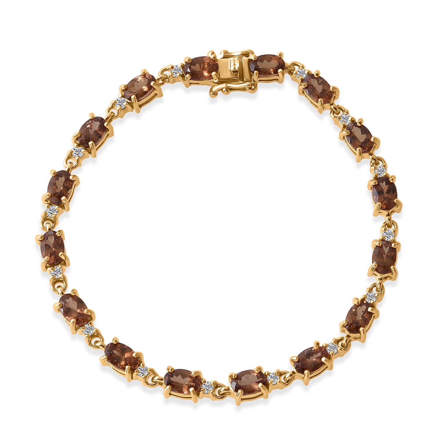 D'Joy Premium Madagascar Color Change Garnet and Moissanite 9.50 ctw Secret Spark Bracelet in 18K Vermeil Yellow Gold Over Sterling Silver (6.50 In)