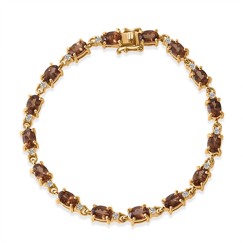 D'Joy Premium Madagascar Color Change Garnet and Moissanite 9.50 ctw Secret Spark Bracelet in 18K Vermeil Yellow Gold Over Sterling Silver (6.50 In)
