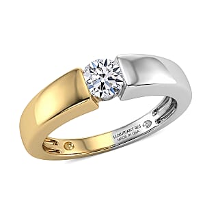Luxuriant Lab Grown Diamond G-H SI 0.50 ctw Ring in 18K Vermeil YG and Rhodium Over Sterling Silver (Size 10.0) (Del. in 10-12 Days)