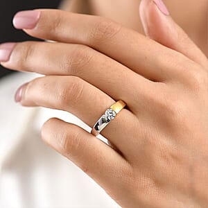 Luxuriant Lab Grown Diamond G-H SI 0.50 ctw Ring in 18K Vermeil YG and Rhodium Over Sterling Silver (Size 10.0) (Del. in 10-12 Days)
