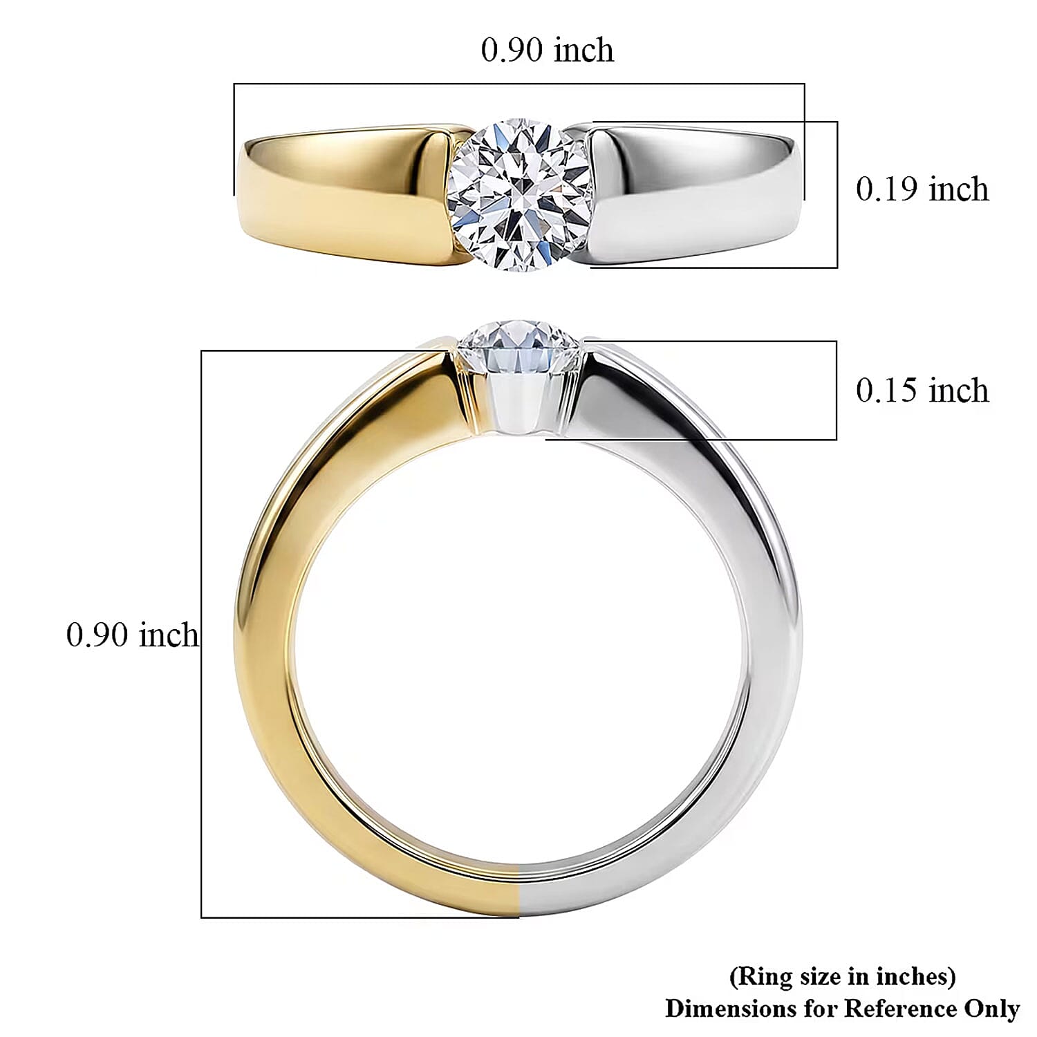 Luxuriant Lab Grown Diamond G-H SI 0.50 ctw Ring in 18K Vermeil YG and Rhodium Over Sterling Silver (Size 5.0) (Del. in 10-12 Days)