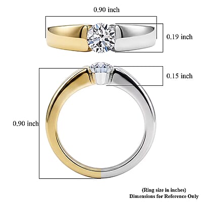Luxuriant Lab Grown Diamond G-H SI 0.50 ctw Ring in 18K Vermeil YG and Rhodium Over Sterling Silver (Size 5.0)