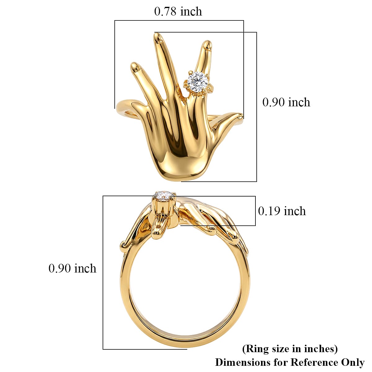 EverTrue Moissanite 0.10 ctw Ring in 18K YG Plated (Size  7.0)