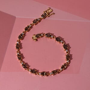 D'Joy Premium Madagascar Color Change Garnet and Moissanite 10.10 ctw Secret Spark Bracelet in 18K Vermeil Yellow Gold Over Sterling Silver (7.25 In)