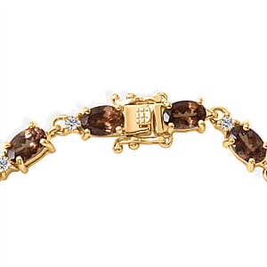 D'Joy Premium Madagascar Color Change Garnet and Moissanite 10.10 ctw Secret Spark Bracelet in 18K Vermeil Yellow Gold Over Sterling Silver (7.25 In)