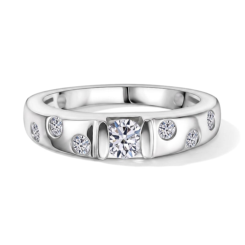 Luxuriant Lab Grown Diamond G-H SI 0.50 ctw Ring in Rhodium Over Sterling Silver (Size 5.0)