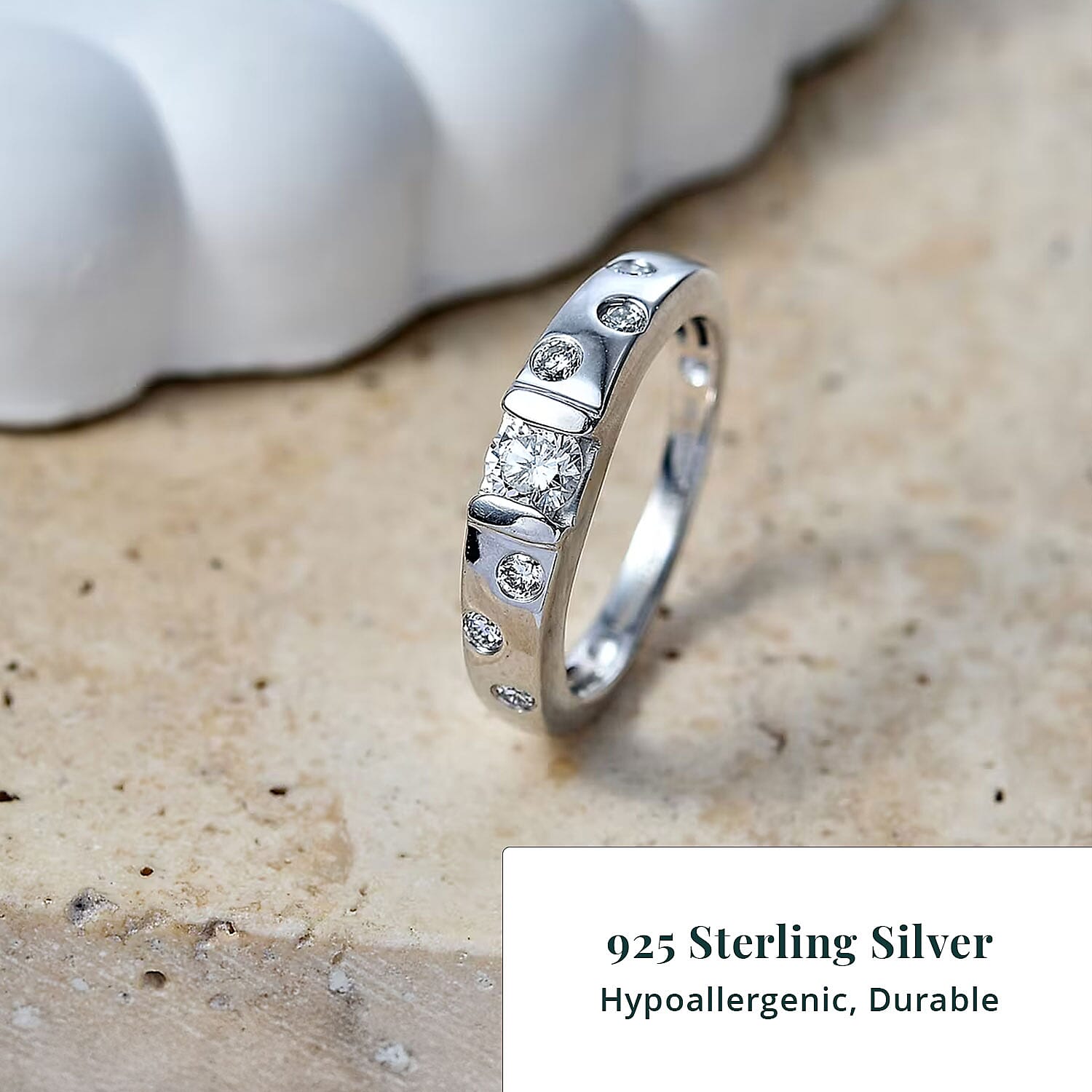 Luxuriant Lab Grown Diamond G-H SI 0.50 ctw Ring in Rhodium Over Sterling Silver (Size 5.0) (Del. In 10-12 Days)